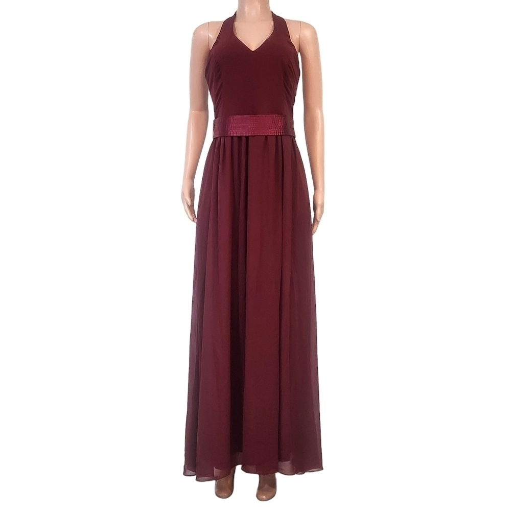 Bill Levkoff Wine Long Chiffon Bridesmaids Dress 1460